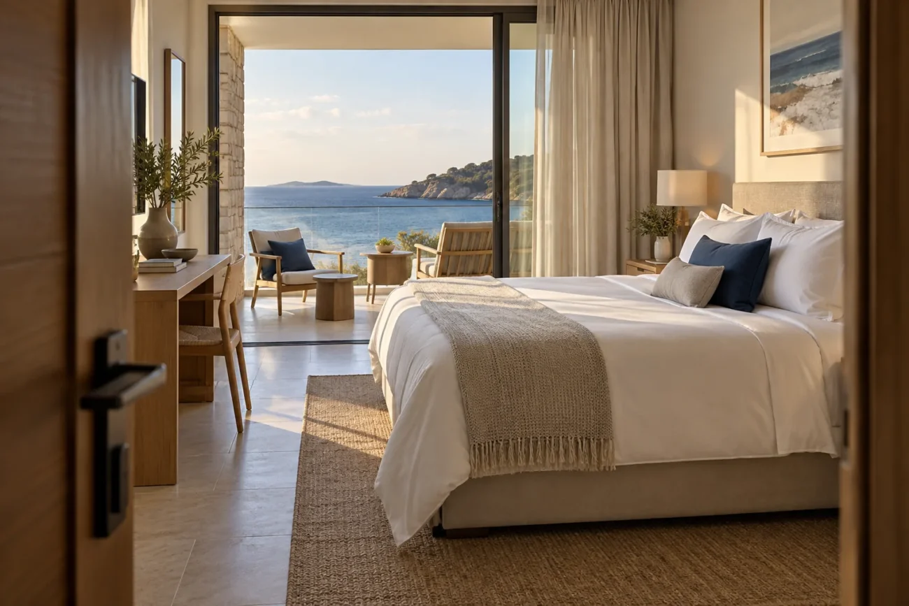 Primera vista de una habitación de hotel desde la entrada