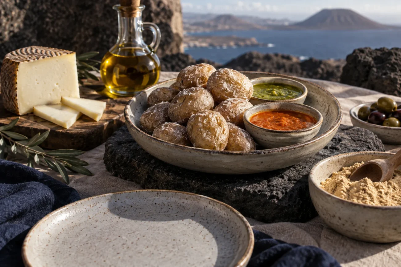 Productos gastronómicos canarios y aceite de oliva