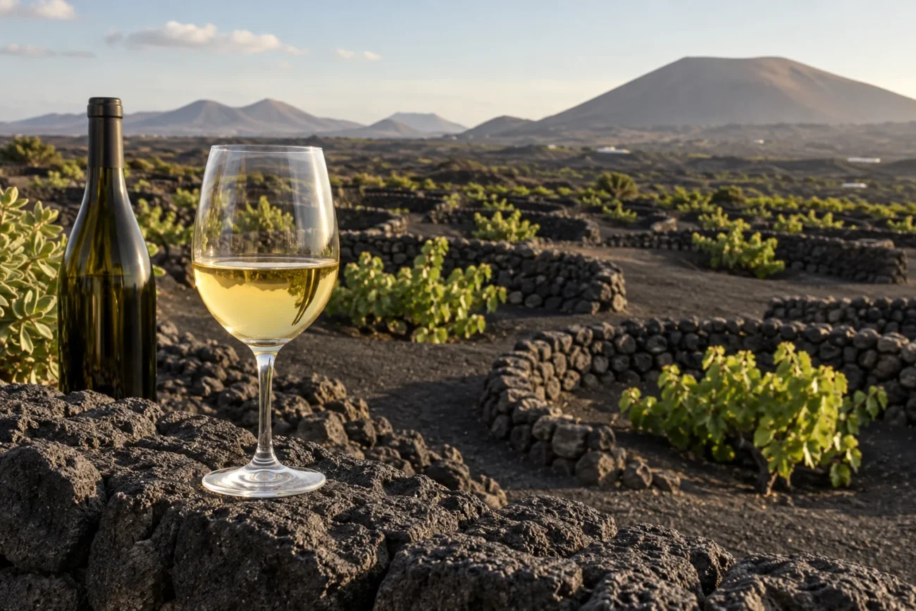 Vino y paisaje de origen volcánico
