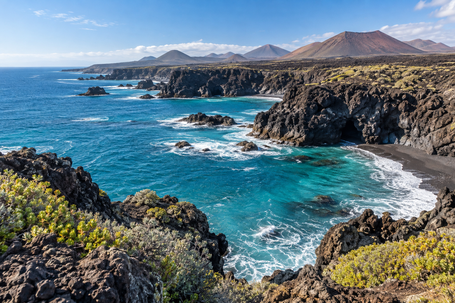 Costa volcánica y océano Atlántico